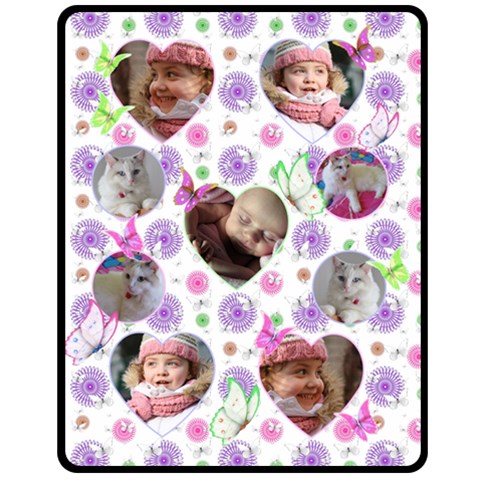 Flowers And Butterflies (medium) Fleece Blanket By Deborah 60 x50  Blanket Front