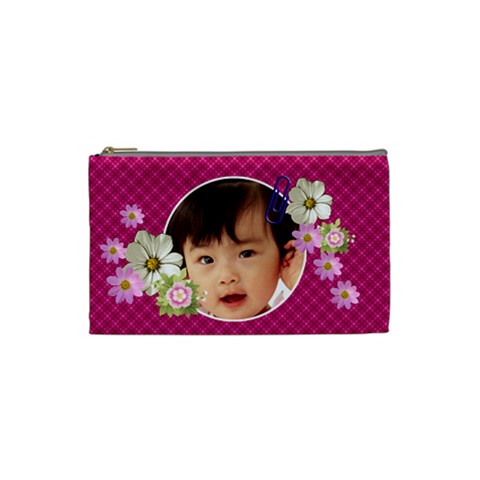 Pink Florals Cosmetic Bag Small By Happylemon Front