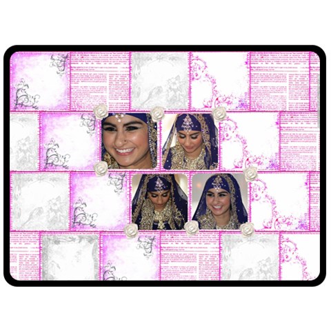 Pinkadink Patchwork Extra Large Fleece Blanket By Catvinnat 80 x60  Blanket Front