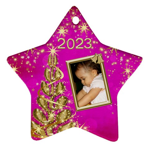 2023 Christmas Star Ornament Pink By Deborah Front