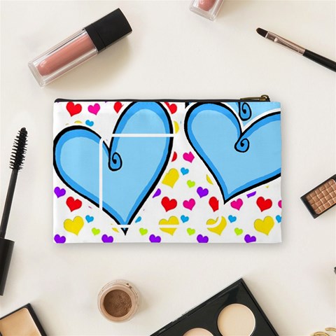 Blue Heart (meduim) Cosmetic Bag By Deborah Back