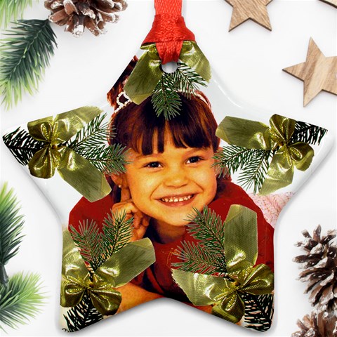 Pine Branch Star Ornament Two Sides By Kim Blair Front