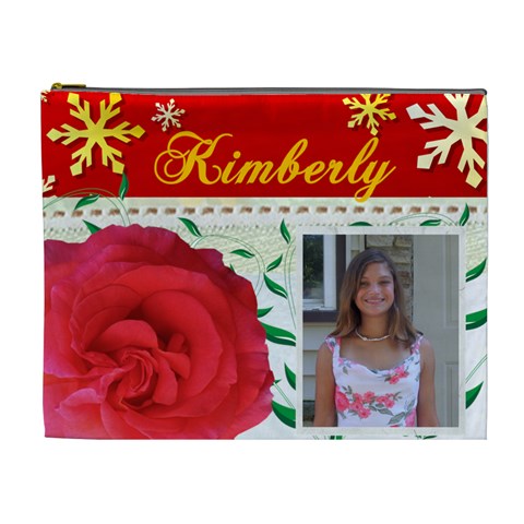 Red And White Tiered Cosmetic Bag Large 2 By Kim Blair Front