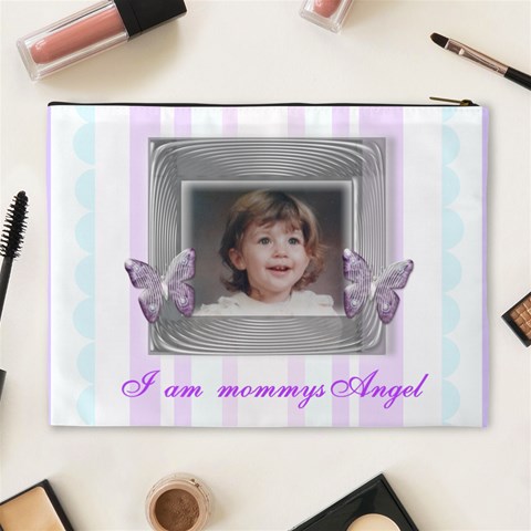 Mommys Angel Stripe Cosmetic Bag By Claire Mcallen Back