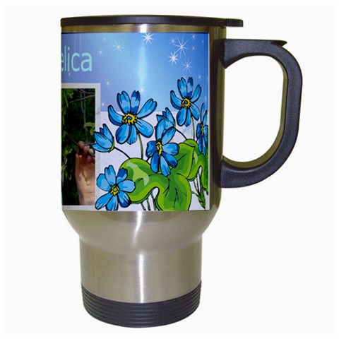 Blue Fower Travel Mug By Kim Blair Right