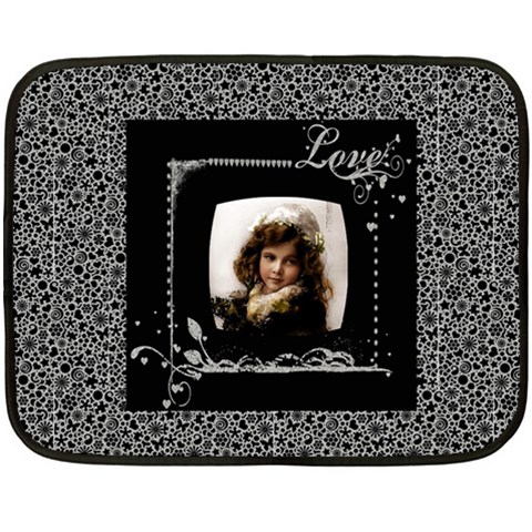 Back To Black Love Mini Fleece Blanket By Catvinnat 35 x27  Blanket