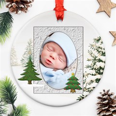 Christmas Tree Round Ornament (2 Sides) - Round Ornament (Two Sides)