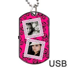 Pretty skull  usb 2 sides - Dog Tag USB Flash (Two Sides)