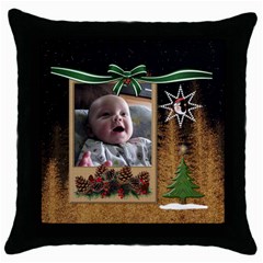 Christmas Tree Throw Pillow Case - Throw Pillow Case (Black)