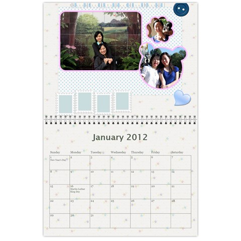 2012 Calendar By Yijie Li Jan 2012