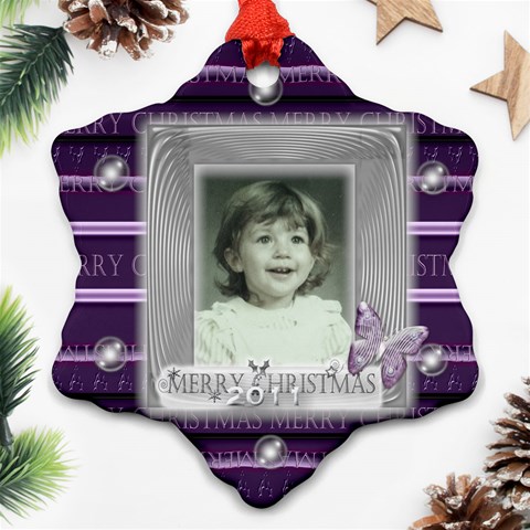 Purple Butterfly Glass Frame Bubble Christmas By Claire Mcallen Front