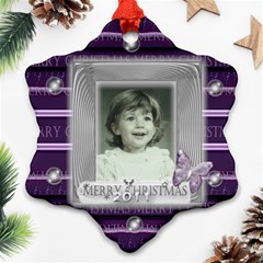 Purple butterfly glass frame bubble christmas - Snowflake Ornament (Two Sides)