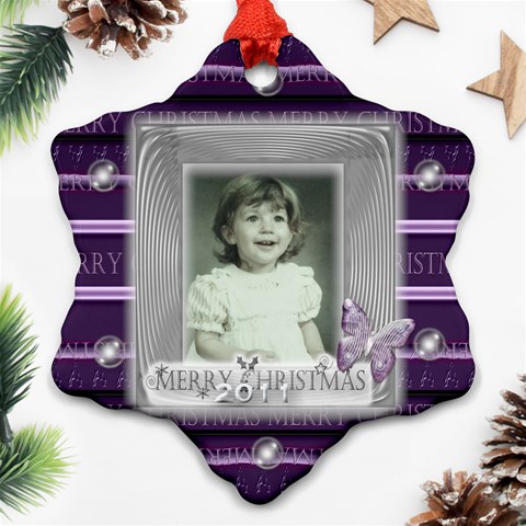 Purple Butterfly Glass Frame Bubble Christmas By Claire Mcallen Back