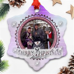 Purple Merry Christmas Tree Ornament - Snowflake Ornament (Two Sides)