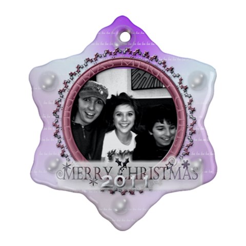 Purple Merry Christmas Tree Ornament By Claire Mcallen Back