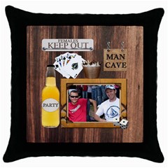 Man Cave Throw Pillow Case - Throw Pillow Case (Black)