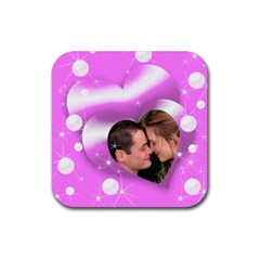 Two hearts Coaster - Rubber Coaster (Square)