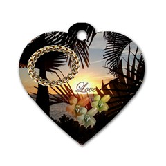 Palm love sunset heart dog tag - Dog Tag Heart (One Side) Palm love sunset heart dog tag - Dog Tag Heart (One Side)