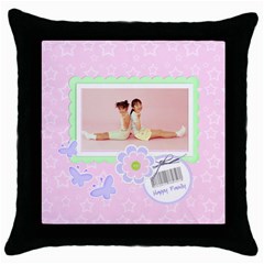 Happy Family Throw Pillow Case - Throw Pillow Case (Black)