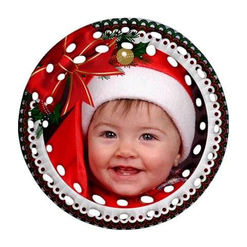 Christmas Ice Blue Filigree Ornament 3 By Deborah Front