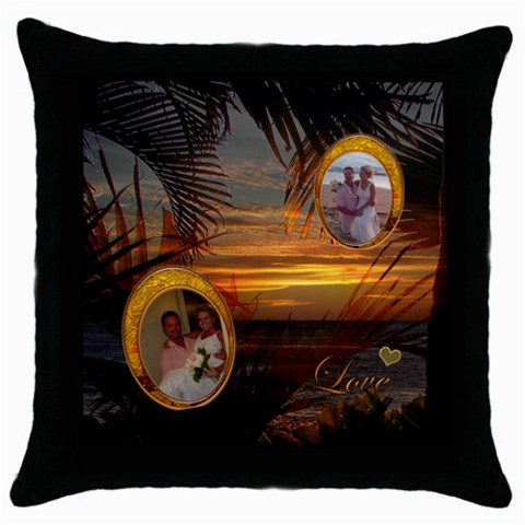 Palm Sunset Love 2 Frame Throw Pillow By Ellan Front