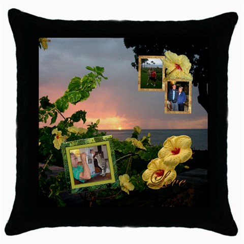 Hibiscus Sunset 2 Frame Throw Pillow By Ellan Front