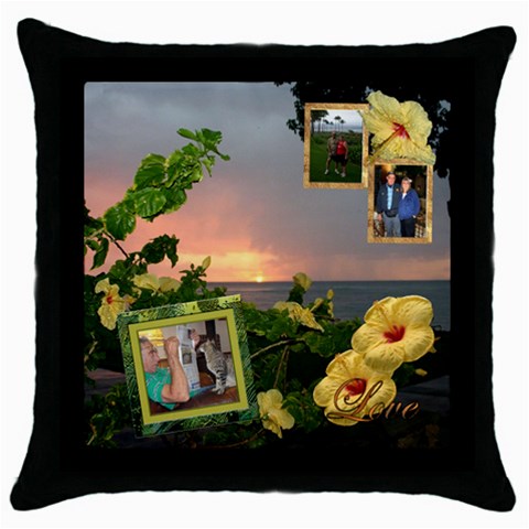 Hibiscus Sunset 2 Frame Throw Pillow By Ellan Front