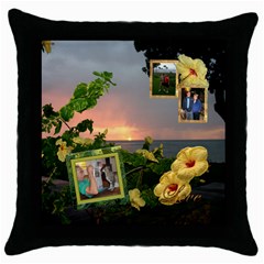 Hibiscus Sunset 2 frame throw pillow - Throw Pillow Case (Black)