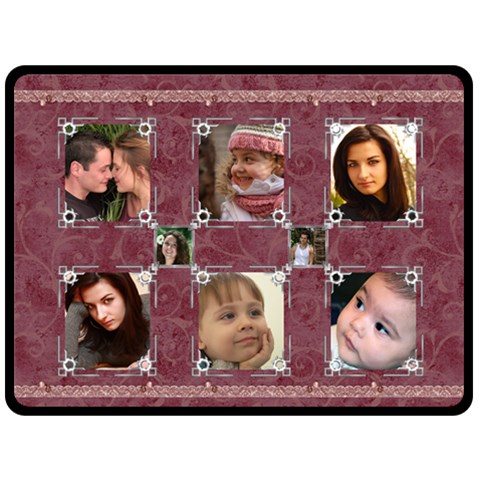 Burgundy And Silver (xl) Fleece Blanket By Deborah 80 x60  Blanket Front
