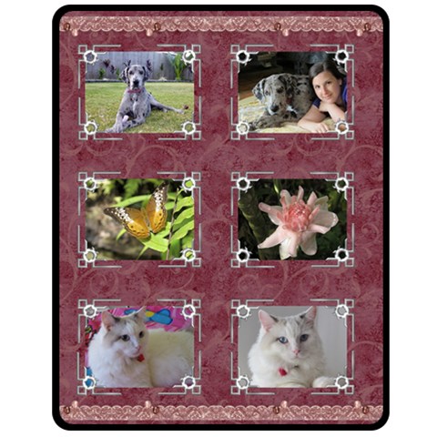 Burgundy And Silver (medium) Fleece By Deborah 60 x50  Blanket Front