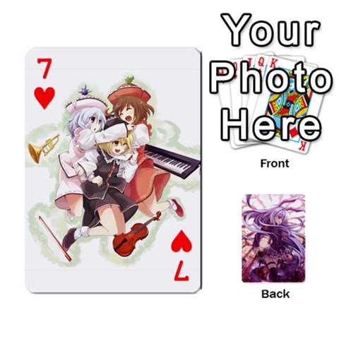 Touhou Playing Card Deck Reisen Back By K Kaze Front - Heart7