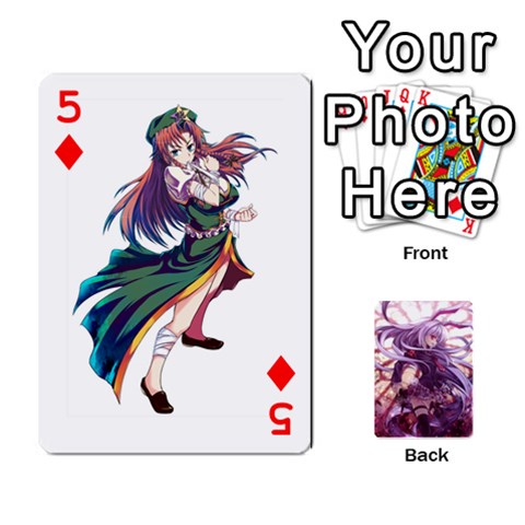 Touhou Playing Card Deck Reisen Back By K Kaze Front - Diamond5