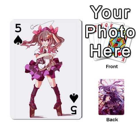 Touhou Playing Card Deck Reisen Back By K Kaze Front - Spade5