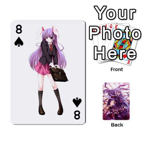 Touhou Playing Card Deck Reisen Back By K Kaze Front - Spade8