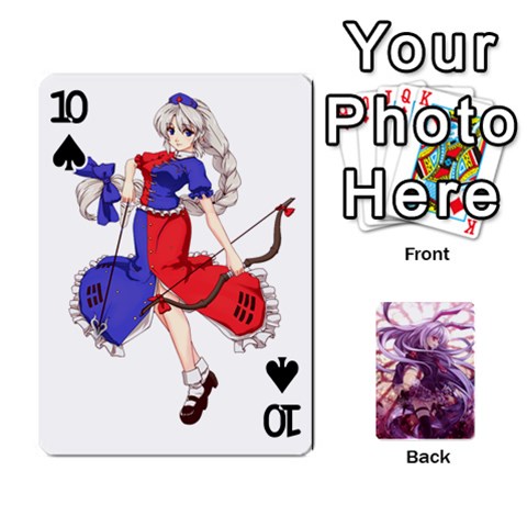 Touhou Playing Card Deck Reisen Back By K Kaze Front - Spade10