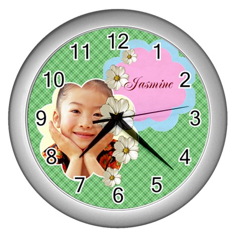 Jasmine Wall Clock Silver By Happylemon Front