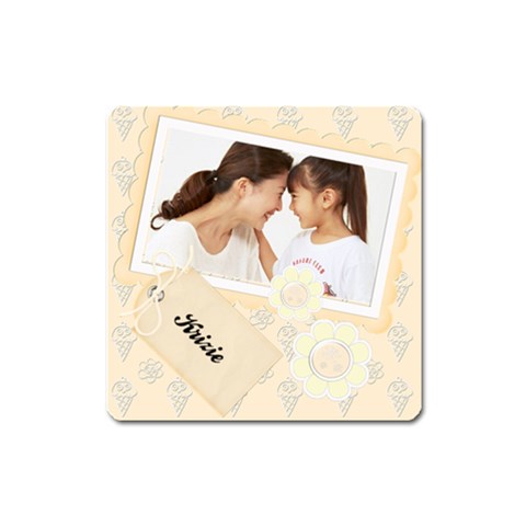 Krizie Peach Magnet Square By Happylemon Front