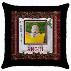 Christmas Angel Throw Pillow case - Throw Pillow Case (Black)