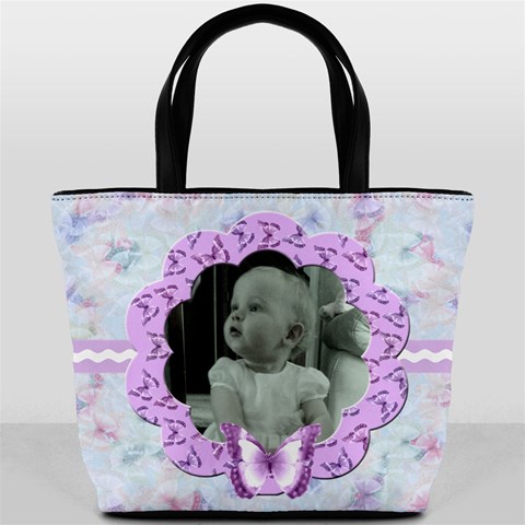 Lilac Butterfly Bucket Bag  By Claire Mcallen Back