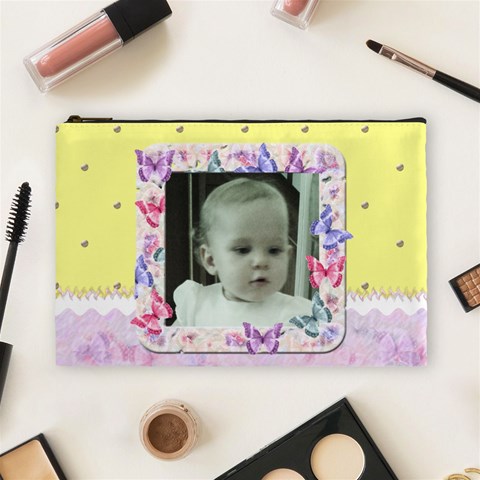 Yellow Butterfly Cosmetic Makeup Bag Xl By Claire Mcallen Front