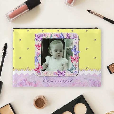 Yellow Butterfly Cosmetic Makeup Bag Xl By Claire Mcallen Back
