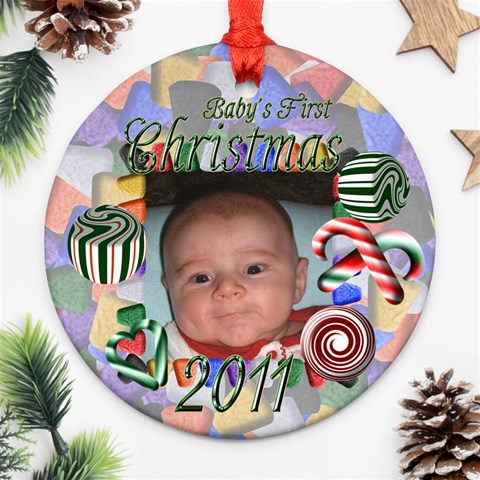 Baby s First Christmas Round Ornament By Chere s Creations Front
