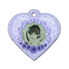 I Love You Blue Flower Heart Dog Tag