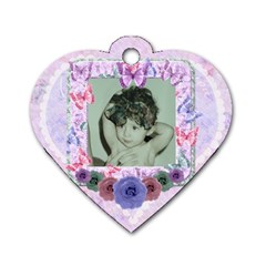Beautiful Butterfly Girl Heart Flower Dog Tag