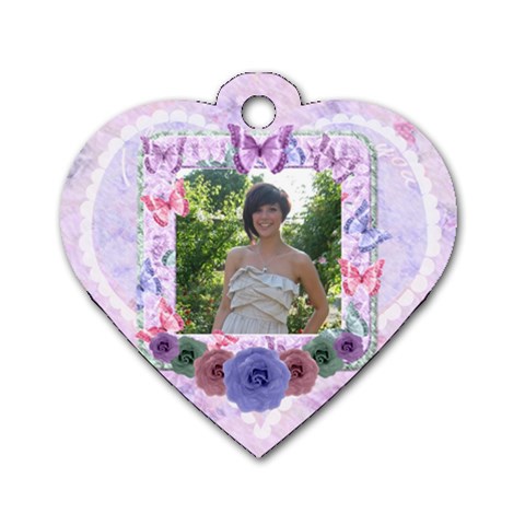 Beautiful Butterfly Girl Heart Flower Dog Tag By Claire Mcallen Back