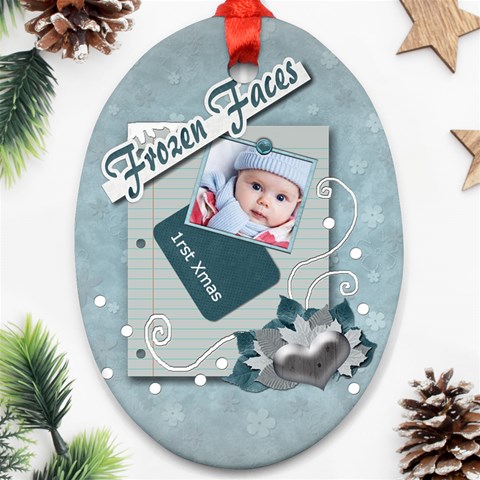 Frozen Faces Oval 2sided Ornament By Amarie Back