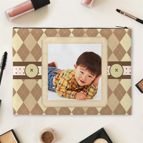 Brownn buttons Cosmetic Bag Xl By Happylemon Back