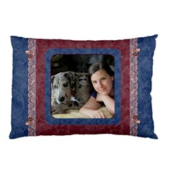 Blue and Burgundy Lace Pillow case