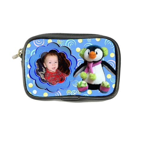 Blue Swirl Penguin Coin Purse By Kim Blair Front
