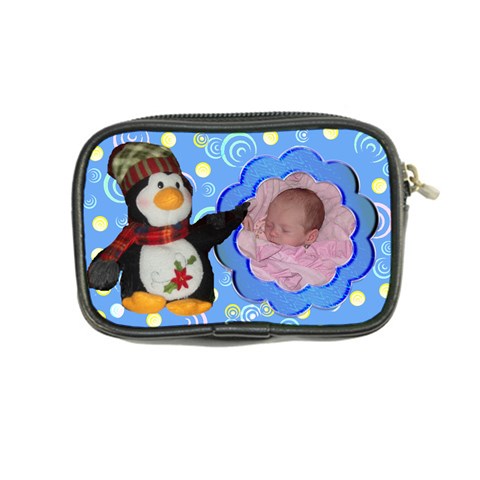 Blue Swirl Penguin Coin Purse By Kim Blair Back